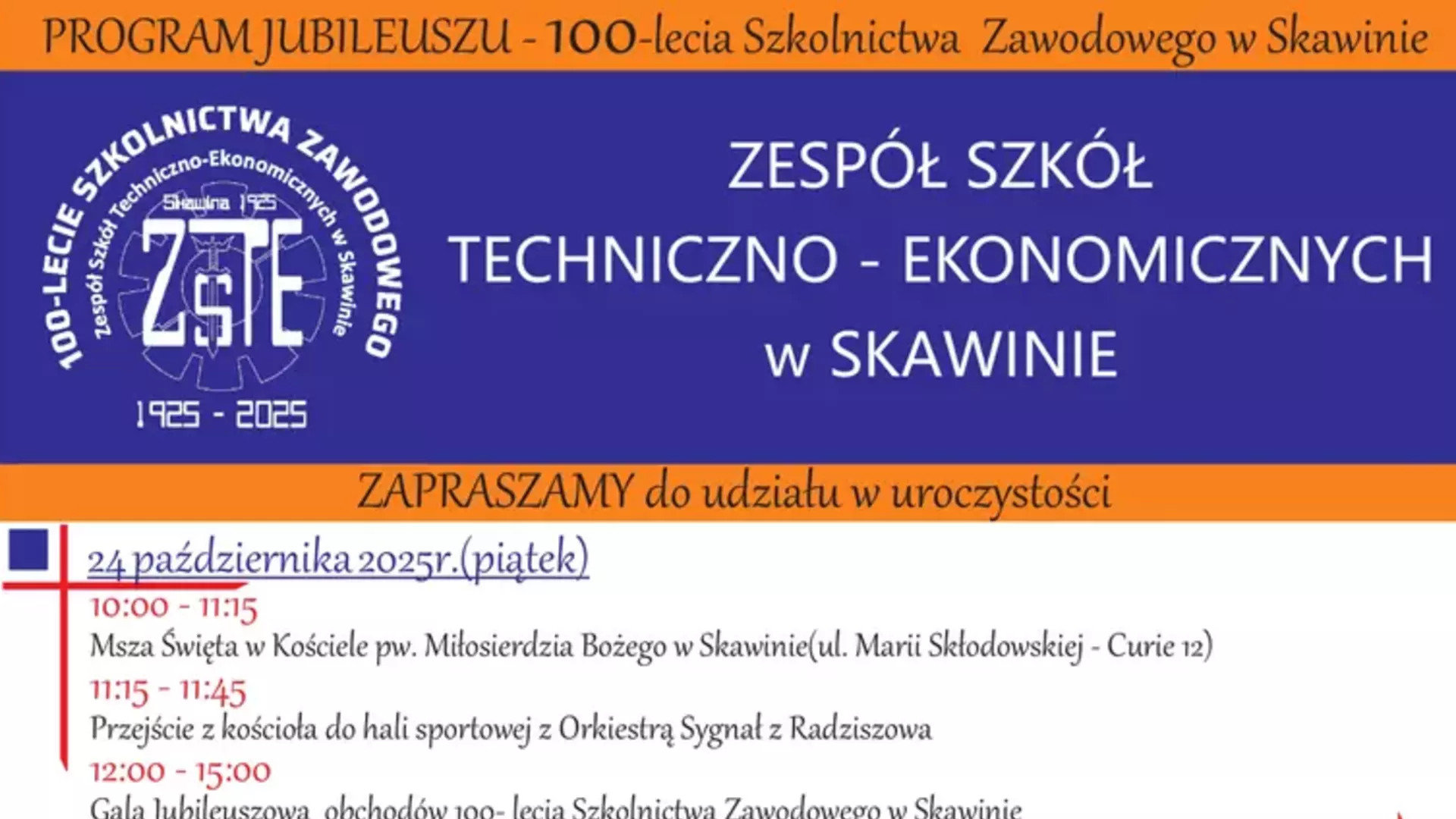 ZST-E w Skawinie. 100-lecie szkolnictwa zawodowego
